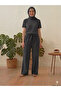 Women's Ecru Brown Anthracite Gray 3-Pack Seersucker Elasticized Casual Wide Leg Pants Set - 4