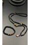 Citrine & Tiger's Eye & Onyx & Hematite Natural Stone Men's Necklace – Handmade Spiritual Design - 7