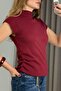 Women's Thick Strap Side Gathered Burgundy Blouse - 3