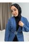 Woman's belted jena kimono blue - 2
