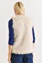 Faux Fur Sleeveless Shiny Vest Beige - 5