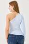 Women's One-Shoulder Blouse with Side Accessory Detail Blue - 5