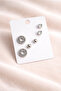 316l steel silver color zircon stone maze model women's earring set - 2