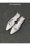 Veloura Stylish Beige Patent Leather Slingback – Cross-Strapped, Low-Heeled Women's Shoes - 2