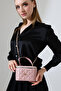 Pudra Pink Mini Box Women's Bag with Quilted Pattern and Cross Chain Strap, Daily Stylish Bag - 2