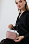 Pudra Pink Mini Box Women's Bag with Quilted Pattern and Cross Chain Strap, Daily Stylish Bag