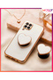 Luxury Silicone Case for Samsung Galaxy A10S with Pearl White Gold Detail and Heart Stand - 2
