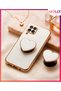 Luxury Silicone Case for Samsung Galaxy A32 with Pearl White Gold Detail and Heart Stand - 2