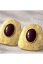 Xuping Dark Burgundy Stone Steel Gold-Plated Earrings Non-Tarnish Vintage Anti-Allergy Vip Luxury Women's Earrings - 3
