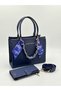 Women's Gold Chain Shawl Detailed Stylish Hand & Shoulder Bag and Wallet Combination Shopper Size: 20 X 25 cm - 5
