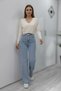 Nova Women's High Waist Snow Washed Loose Jeans Wide Leg Palazzo Denim Pants - 2