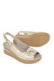 , Women's Genuine Leather Wedge Heel Sandals 161992Z1802 Gold - 4