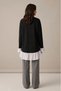 Women's Modal Pleated Undershirt-Looking Tunic with Shirt Detail in Black - 6