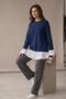 Women's Modal Pleated Undershirt-Looking Shirt Detailed Tunic Navy Blue - 2