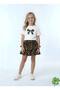 Girl's Stylish Set with Bow Detailing, Layered Leopard Print Skirt with Elastic Waist, Perfect for the Holidays. - 2