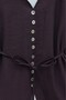 V-Neck Modal Shirt with Floral Sleeves and Buttoned Lace-Up - Plum - 7