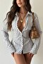 Slim Fit Striped Vintage Puff Sleeve Long Sleeve Shirt - 3