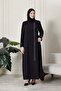 Women's Plus Size Etamine Fabric Abaya Model – Stone Detailed, Tie Belt - 5