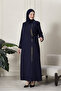 Women's Plus Size Etamine Fabric Abaya Model – Stone Detailed, Tie Belt - 5