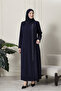 Women's Plus Size Etamine Fabric Abaya Model – Stone Detailed, Tie Belt - 6