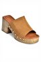 Y996594002 Tan Suede Thick Heeled Women's Slippers - 6