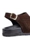 Women's Genuine Leather Sandals with Hole Detail 6357 Brown Suede - 5