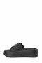 Women's Black Stone Bow Detailed High Platform Sole Comfortable Daily Slippers - 3