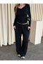 Black 100% Cashmere Buttoned Suit - 4244 - 6