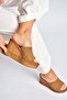 Y996559902 Tan Suede Women's Slippers with Padded Soles