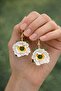 Moonlight Poppy White Poppy Earrings – Handmade Polymer Clay Dangle Flower Earrings - 4