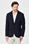Tommas Men's Navy Blue Fully Lined Slim Fit Sport Blazer Jacket with Cover Pockets and Lycra Seersucker Fabric - 5