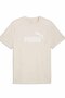 Men's Beige Logo Printed Cotton Crew Neck Casual T-Shirt - 2