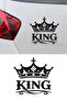 King Written Crown Car Sticker - King Themed Car Motor Sticker 15X14Cm