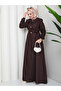 Buttoned Detailed, Specially Designed Collared Women's Denim Dress, Hijab Ferace - 3