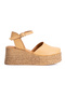 Women's Genuine Leather Wedge Heeled Sandals 6356 Caramel - 3