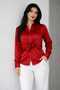 Women's Satin Front Tie Detailed Long Sleeve Shirt Pink / Black / Coffee - 2