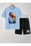 Lionel "The Goat" Messi Printed 100% Cotton Crewneck Children's T-Shirt-Shorts Two-Piece Set