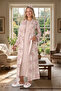 New Season Mink Full-Length Shawl Collar Summer Patterned Stylish Short Sleeve Buttoned Maternity Dressing Gown Nightgown Set of 2 - 3