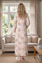 New Season Ecru Full-Length Shawl Collar Summer Patterned Stylish Short Sleeve Buttoned Maternity Dressing Gown Nightgown Set of 2 - 4