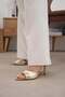 Ivy Genuine Leather Gold Color Heeled Women's Slippers - 5