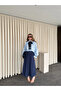 Blue Collared Shirt with Tie and Sleeve Detail - 102277 - 3