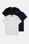 Men's White Navy Blue Black 100% Cotton 3-Piece T-Shirt Pack