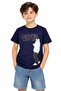 Boy's Carnival T-Shirt with Text on the Front and Picture Pattern on the Back in Navy Blue Color