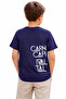 Boy's Carnival T-Shirt with Text on the Front and Picture Pattern on the Back in Navy Blue Color - 2