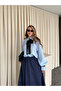 Blue Collared Shirt with Tie and Sleeve Detail - 102277 - 6