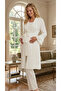 New Season Ecru Summer Double-Breasted Collar Design Short Sleeve Maternity Pajama Set 3-Piece Set - 6