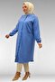 68017 Plus Size Judge Collar Tunic with Elastic Sleeves - Indigo - 4