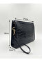 Zyn09 Women's Black Crocodile Patterned Patent Leather Portfolio Bag – Stylish Wrist Strap Clutch - 3