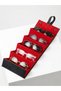 5-Slot Eyeglass Case, Foldable Eyewear Container with Faux Leather Cover, Black Red