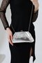 Silver Women's Chain Strap Evening Dress Bag Stylish Minimal Draped Clip-On Clutch Wedding Engagement Event Night Clutch Bag - 3
